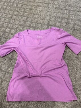Talbots Pink Lavender Short Sleeve Scallop Neck Tee
